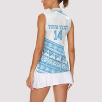Fiji Rugby 2025 Custom Women Sleeveless Polo Shirt Fijian Tapa Toso Viti Toso - White LT14 - Polynesian Pride