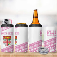 Fiji Rugby 2025 Custom 4 in 1 Can Cooler Tumbler Fijian Tapa Toso Viti Toso - Pink LT14 - Polynesian Pride