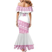 Fiji Rugby 2025 Custom Family Matching Mermaid Dress and Hawaiian Shirt Fijian Tapa Toso Viti Toso - Pink LT14 - Polynesian Pride