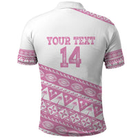Fiji Rugby 2025 Custom Polo Shirt Fijian Tapa Toso Viti Toso - Pink LT14 - Polynesian Pride