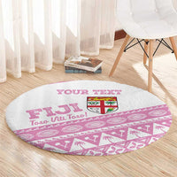 Fiji Rugby 2025 Custom Round Carpet Fijian Tapa Toso Viti Toso - Pink LT14 - Polynesian Pride