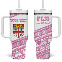Fiji Rugby 2025 Custom Tumbler With Handle Fijian Tapa Toso Viti Toso - Pink LT14 One Size: 40 oz Pink - Polynesian Pride