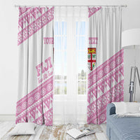 Fiji Rugby 2025 Custom Window Curtain Fijian Tapa Toso Viti Toso - Pink LT14 - Polynesian Pride