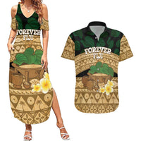 Bula Fiji Kava Bowl Couples Matching Summer Maxi Dress and Hawaiian Shirt Fijian Tapa Cloth Vintage Vibe LT14 Brown - Polynesian Pride