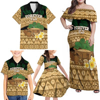 Bula Fiji Kava Bowl Family Matching Off Shoulder Maxi Dress and Hawaiian Shirt Fijian Tapa Cloth Vintage Vibe LT14 - Polynesian Pride