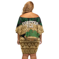 Bula Fiji Kava Bowl Family Matching Off Shoulder Short Dress and Hawaiian Shirt Fijian Tapa Cloth Vintage Vibe LT14 - Polynesian Pride