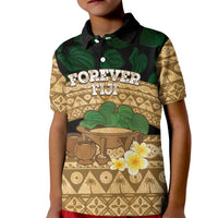 Bula Fiji Kava Bowl Kid Polo Shirt Fijian Tapa Cloth Vintage Vibe LT14 Kid Brown - Polynesian Pride