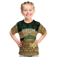 Bula Fiji Kava Bowl Kid T Shirt Fijian Tapa Cloth Vintage Vibe LT14 Brown - Polynesian Pride
