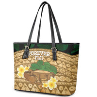 Bula Fiji Kava Bowl Leather Tote Bag Fijian Tapa Cloth Vintage Vibe LT14 - Polynesian Pride