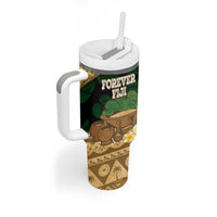 Bula Fiji Kava Bowl Tumbler With Handle Fijian Tapa Cloth Vintage Vibe LT14 - Polynesian Pride