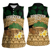 Bula Fiji Kava Bowl Women Sleeveless Polo Shirt Fijian Tapa Cloth Vintage Vibe LT14 - Polynesian Pride