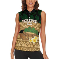 Bula Fiji Kava Bowl Women Sleeveless Polo Shirt Fijian Tapa Cloth Vintage Vibe LT14 - Polynesian Pride