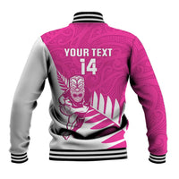 New Zealand Silver Fern Rugby Custom Baseball Jacket Go All Black Maori Pink Version