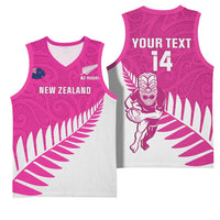 New Zealand Silver Fern Rugby Custom Basketball Jersey Go All Black Maori Pink Version LT14 - Polynesian Pride