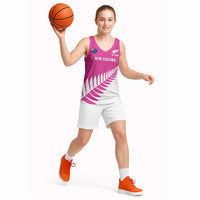 New Zealand Silver Fern Rugby Custom Basketball Jersey Go All Black Maori Pink Version LT14 - Polynesian Pride