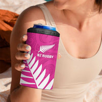 New Zealand Silver Fern Rugby Custom 4 in 1 Can Cooler Tumbler Go All Black Maori Pink Version LT14 - Polynesian Pride