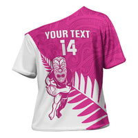 New Zealand Silver Fern Rugby Custom Cross Shoulder Shirt Go All Black Maori Pink Version LT14 - Polynesian Pride