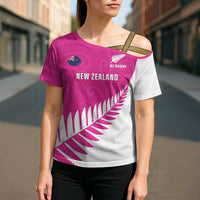 New Zealand Silver Fern Rugby Custom Cross Shoulder Shirt Go All Black Maori Pink Version LT14 - Polynesian Pride