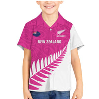 New Zealand Silver Fern Rugby Custom Family Matching Mermaid Dress and Hawaiian Shirt Go All Black Maori Pink Version LT14 Son's Shirt Pink - Polynesian Pride