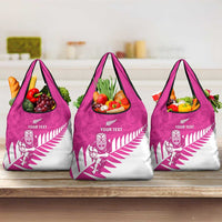 New Zealand Silver Fern Rugby Custom Grocery Bag Go All Black Maori Pink Version LT14 3-pack One Size Pink - Polynesian Pride