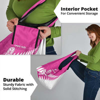 New Zealand Silver Fern Rugby Custom Grocery Bag Go All Black Maori Pink Version LT14 - Polynesian Pride