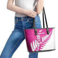 New Zealand Silver Fern Rugby Custom Leather Tote Bag Go All Black Maori Pink Version