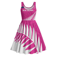 New Zealand Silver Fern Rugby Custom Midi Dress Go All Black Maori Pink Version LT14 Pink - Polynesian Pride