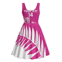 New Zealand Silver Fern Rugby Custom Midi Dress Go All Black Maori Pink Version LT14 - Polynesian Pride
