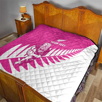 New Zealand Silver Fern Rugby Custom Quilt Go All Black Maori Pink Version