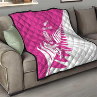 New Zealand Silver Fern Rugby Custom Quilt Go All Black Maori Pink Version