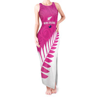 New Zealand Silver Fern Rugby Custom Tank Maxi Dress Go All Black Maori Pink Version