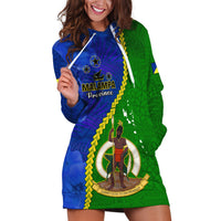 Personalised Vanuatu Malampa Province Hoodie Dress Turtle Sand Drawing Unique Tapa Pattern LT14 Green - Polynesian Pride