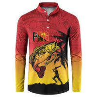 Custom Papua New Guinea Cricket Button Sweatshirt PNG Barramundis - Polynesian Pride