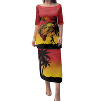 Custom Papua New Guinea Cricket Family Matching Puletasi and Hawaiian Shirt PNG Barramundis - Polynesian Pride
