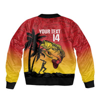 Custom Papua New Guinea Cricket Sleeve Zip Bomber Jacket PNG Barramundis - Polynesian Pride