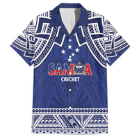 Custom Samoa Cricket Family Matching Off The Shoulder Long Sleeve Dress and Hawaiian Shirt Go Champions Samoan LT14 Dad's Shirt - Short Sleeve Blue - Polynesian Pride