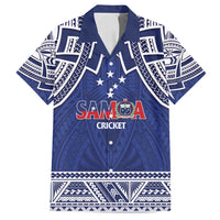 Custom Samoa Cricket Family Matching Off Shoulder Short Dress and Hawaiian Shirt Go Champions Samoan LT14 Dad's Shirt - Short Sleeve Blue - Polynesian Pride