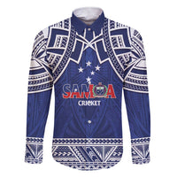 Custom Samoa Cricket Family Matching Short Sleeve Bodycon Dress and Hawaiian Shirt Go Champions Samoan LT14 Dad's Shirt - Long Sleeve Blue - Polynesian Pride