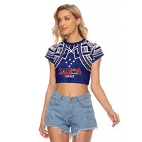 Custom Samoa Cricket Raglan Cropped T Shirt Go Champions Samoan - Polynesian Pride