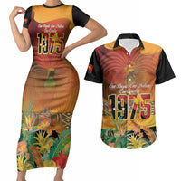 Personalised Papua New Guinea Independence Day Couples Matching Short Sleeve Bodycon Dress and Hawaiian Shirt One People One Nation One Country LT14 Multicolor - Polynesian Pride