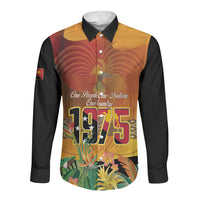 Personalised Papua New Guinea Independence Day Long Sleeve Button Shirt One People One Nation One Country LT14 Unisex Multicolor - Polynesian Pride