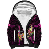 Hawaii Sherpa Hoodie Pray For Maui Hawaiian Plumeria Be Strong Pink Verison LT14 Unisex Pink - Polynesian Pride
