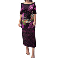 Personalised Hawaii Puletasi Pray For Maui Hawaiian Plumeria Be Strong Pink Verison LT14 Long Dress Pink - Polynesian Pride