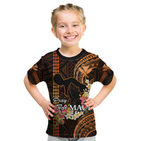Personalised Hawaii Kid T Shirt Pray For Maui Hawaiian Plumeria Be Strong Gold Verison LT14 Gold - Polynesian Pride