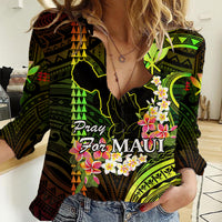 Hawaii Women Casual Shirt Pray For Maui Hawaiian Plumeria Be Strong Reggae Verison LT14 Female Reggae - Polynesian Pride