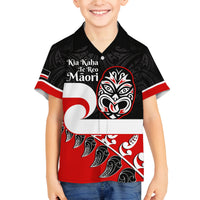Personalised Te Reo Maori New Zealand Family Matching Off Shoulder Maxi Dress and Hawaiian Shirt Kia Haka Maori Fern With Tino Rangatiratanga LT14 Son's Shirt Red - Polynesian Pride