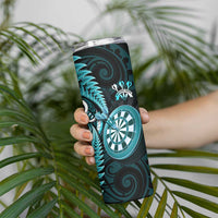 New Zealand Darts Skinny Tumbler Happiness Is A Tight Threesome Maori Turquoise LT14 - Polynesian Pride