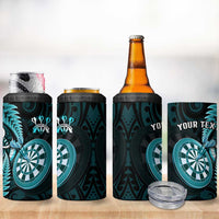 Personalised New Zealand Darts 4 in 1 Can Cooler Tumbler Happiness Is A Tight Threesome Maori Turquoise LT14 - Polynesian Pride