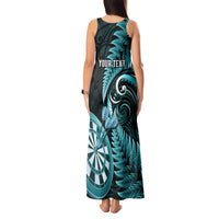 Personalised New Zealand Darts Tank Maxi Dress Happiness Is A Tight Threesome Maori Turquoise LT14 - Polynesian Pride