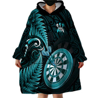 Personalised New Zealand Darts Wearable Blanket Hoodie Happiness Is A Tight Threesome Maori Turquoise LT14 - Polynesian Pride